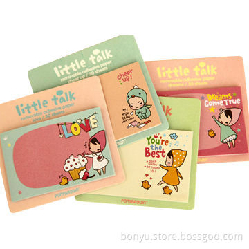 Sticky memo pad with card back, customized designs and shapes are accepted